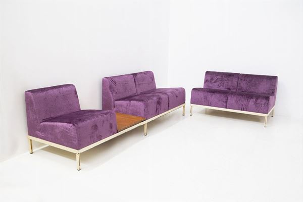 Gianfranco Frattini - Rare Set of Sofas Lined in Vinaceous Violet Velvet
