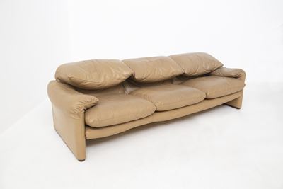 Divano Magistretti in Pelle Vintage Maralunga per Cassina