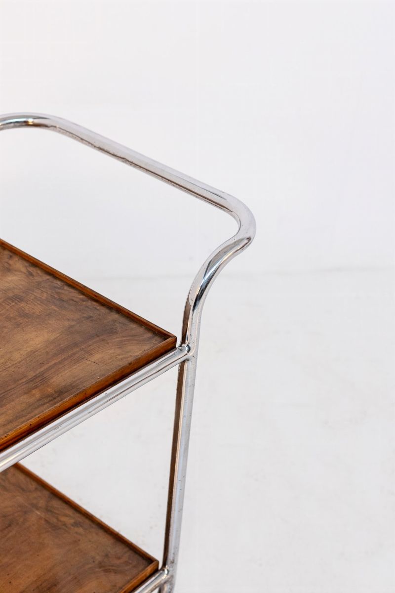 Carrello Bar Vintage in Radica di Noce e Ferro