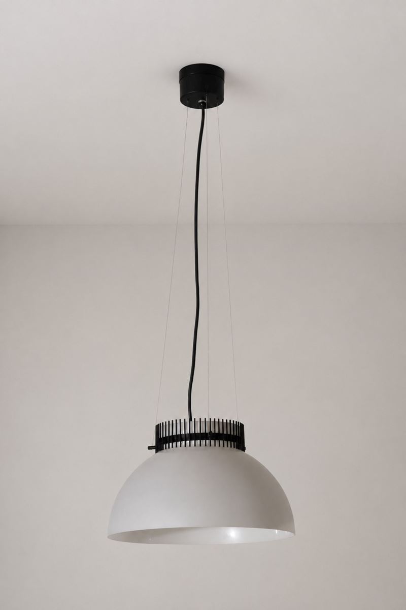 Stilnovo - Lampadario/pedantte d’epoca, vetro opalino e metallo