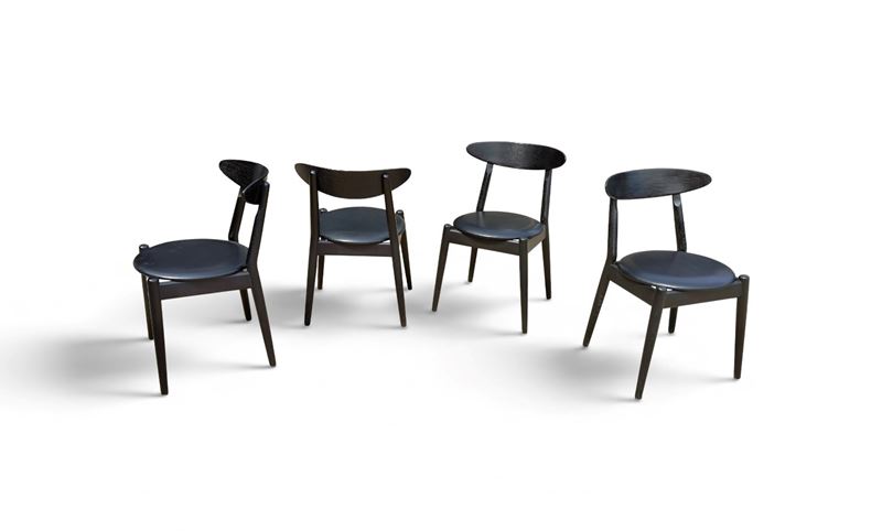 Ole Wanscher - Set di quattro sedie in legno tinto nero