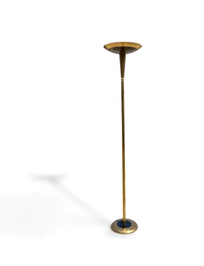 Lampada da terra in ottone e vetro