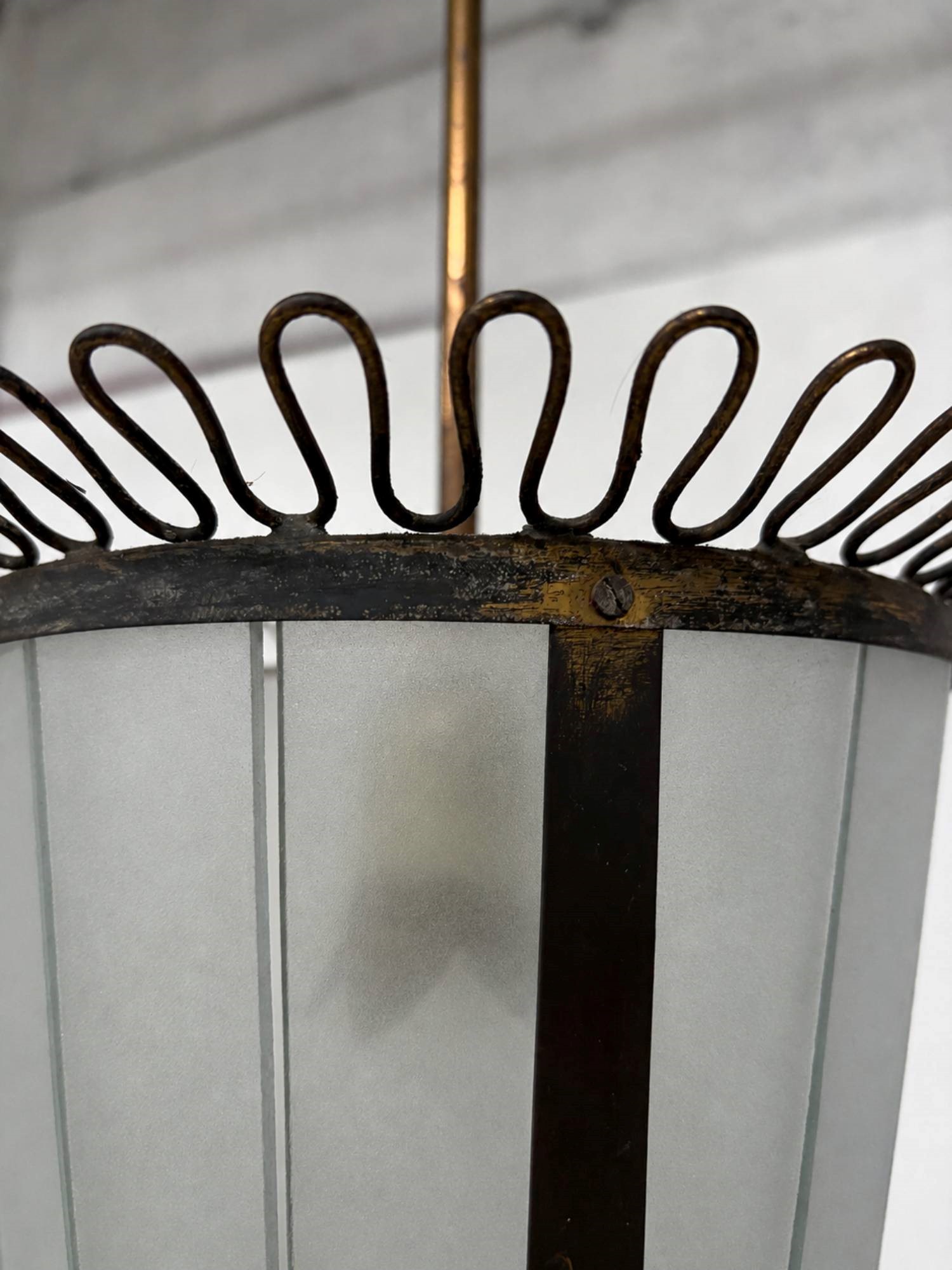 Gio Ponti - Pendente anni Cinquanta con vetro satinato