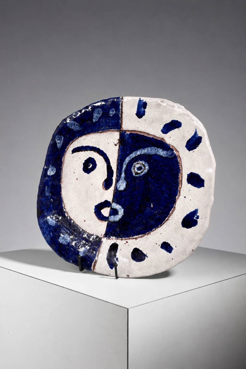 Lino Bersani - Piatto scultura in ceramica (maiolica) datato 1974