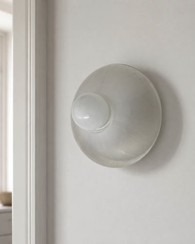 Lampada da muro o plafoniera in vetro bianco (anni ’70)