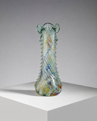 Vaso in vetro di Murano soffiato policromo