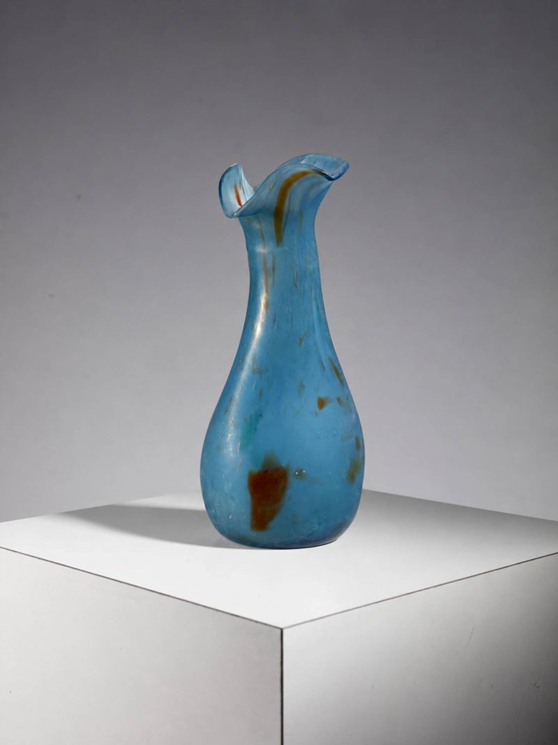 Manifattura Italiana - Vaso Art Decò in vetro blu a macchie