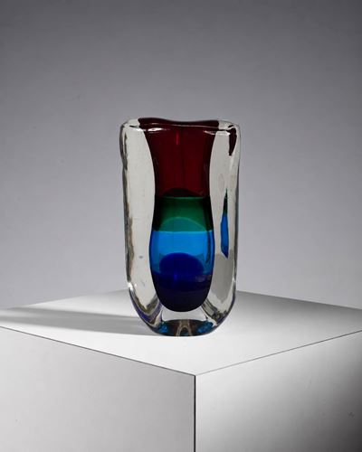Vaso in vetro sommerso (Murano Glass), firmato