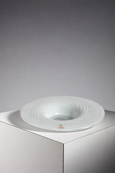 Centrotavola in vetro di Murano bianco (anni ’70)