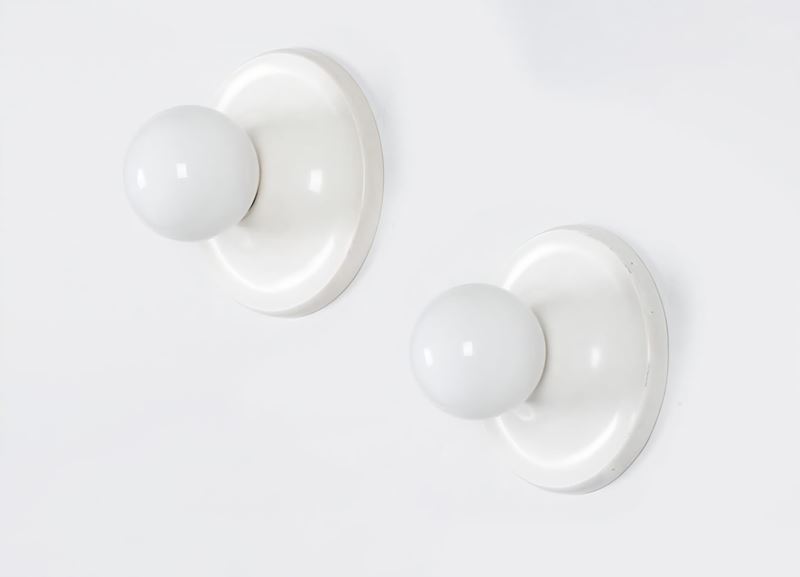 Achille Castiglioni - Set di 4 applique Flos (metallo e vetro)