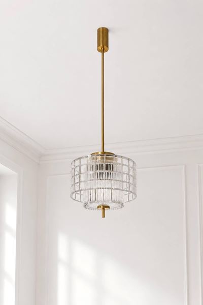 Lampadario in cristallo di Boemia e ottone