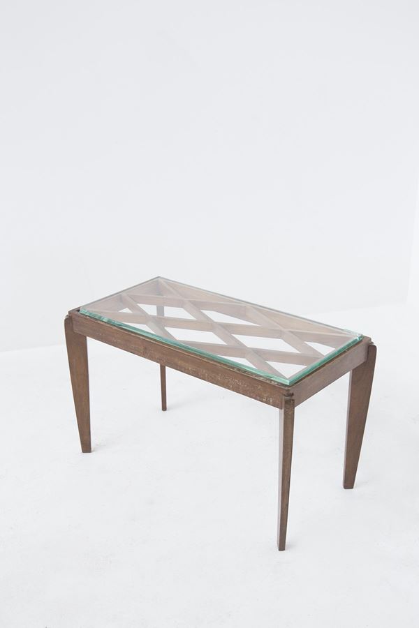 Paolo Buffa - Italian coffee table in wood and glass (Attr.)