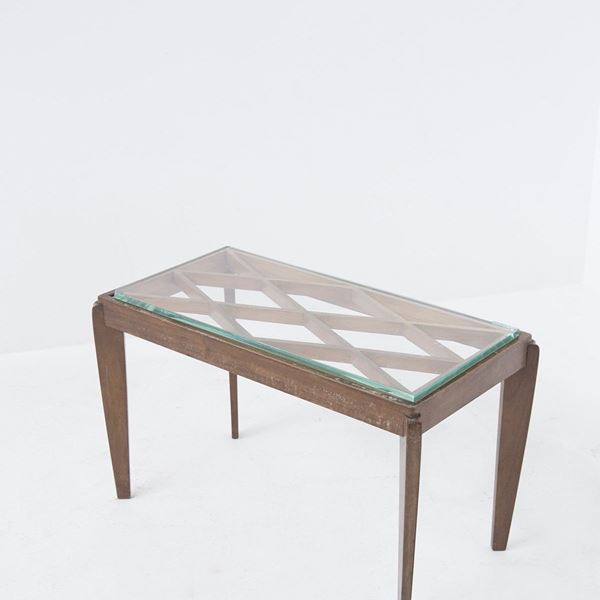 Paolo Buffa - Tavolino italiano in legno e vetro (Attr.)