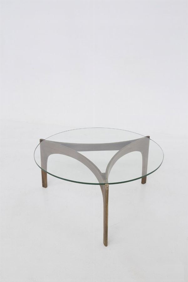 Sven Ellekaer - Danish coffee table in glass and wood for Christian Linneberg