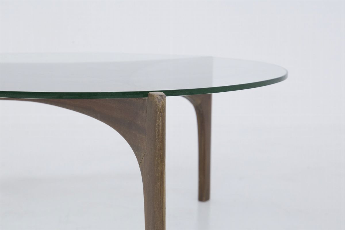 Tavolino Danese in Vetro e Legno per Christian Linneberg