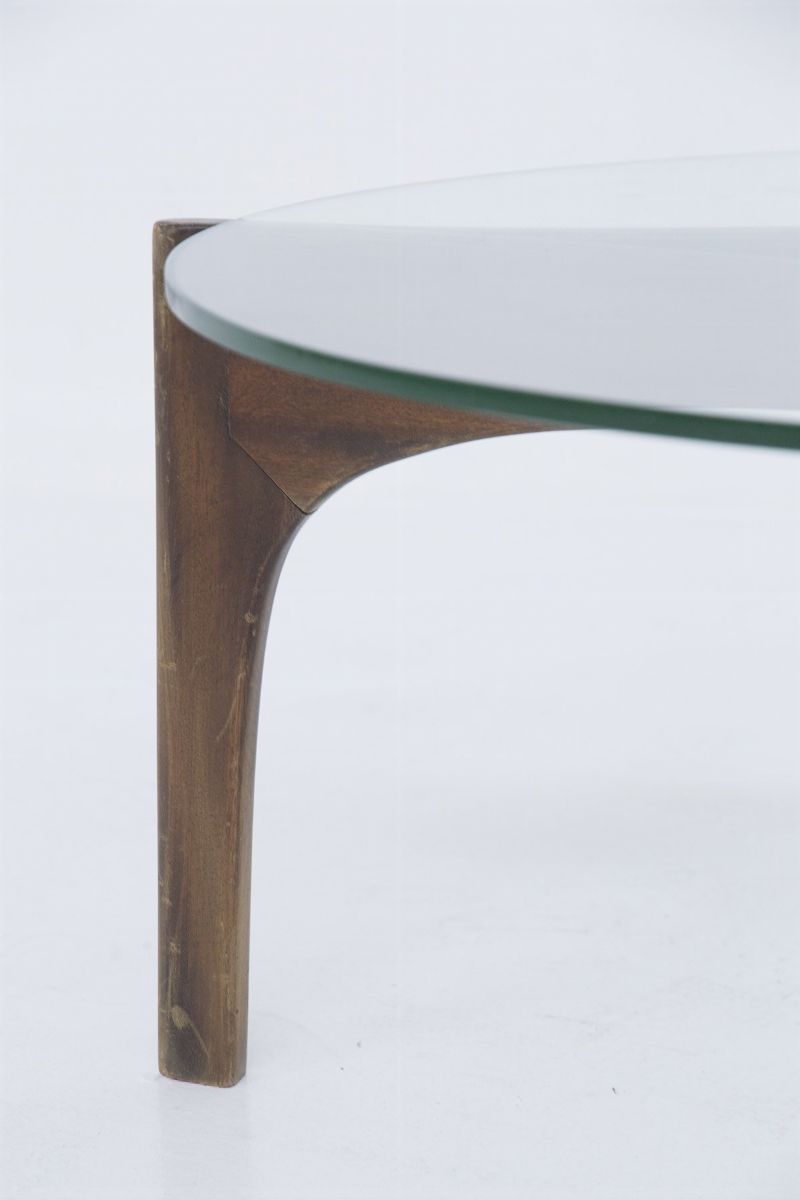 Tavolino Danese in Vetro e Legno per Christian Linneberg