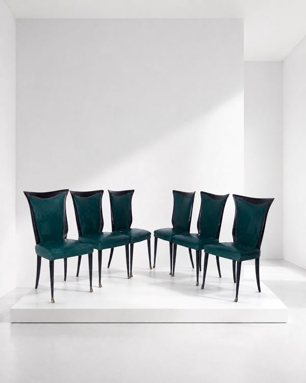 Manifattura Italiana - Set of six Art Deco chairs
