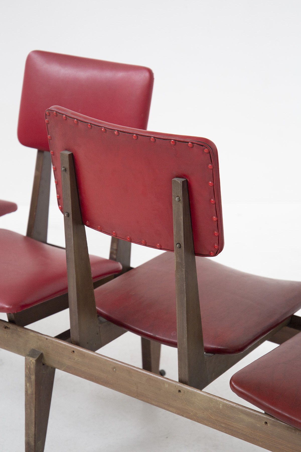 Panchina vintage italiana in pelle rossa