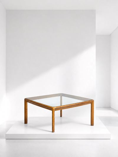 Tavolo “De Nos” in legno e vetro