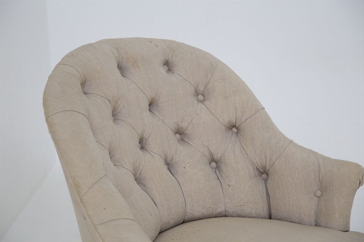 Poltrone Italiane Vintage Beige con Frange