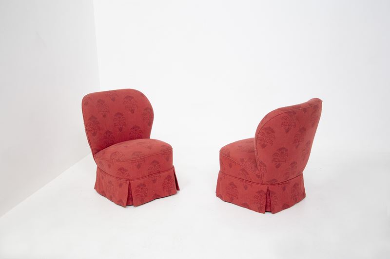 Coppia di poltrone italiane vintage rosse