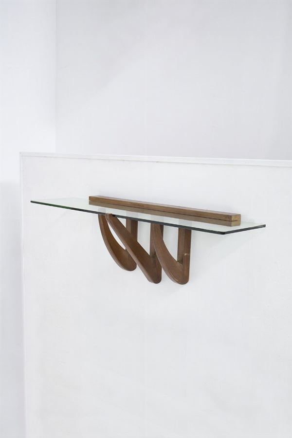 Osvaldo Borsani - Console pensile vintage in legno e vetro