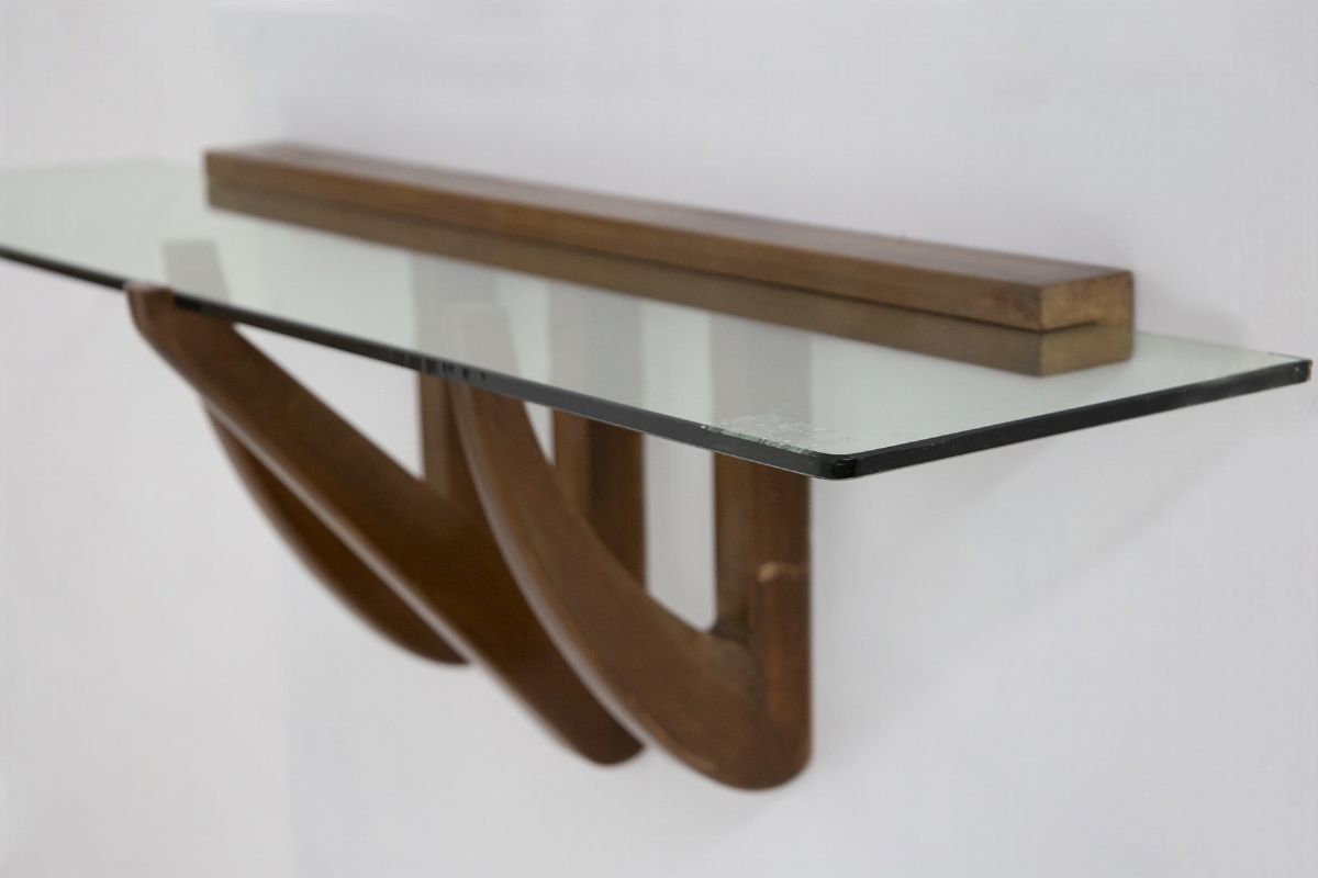 Console Pensile Vintage in Legno e Vetro