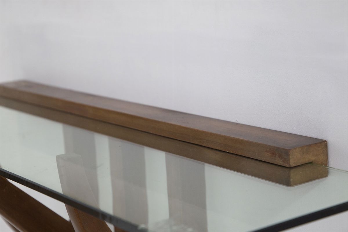 Console Pensile Vintage in Legno e Vetro