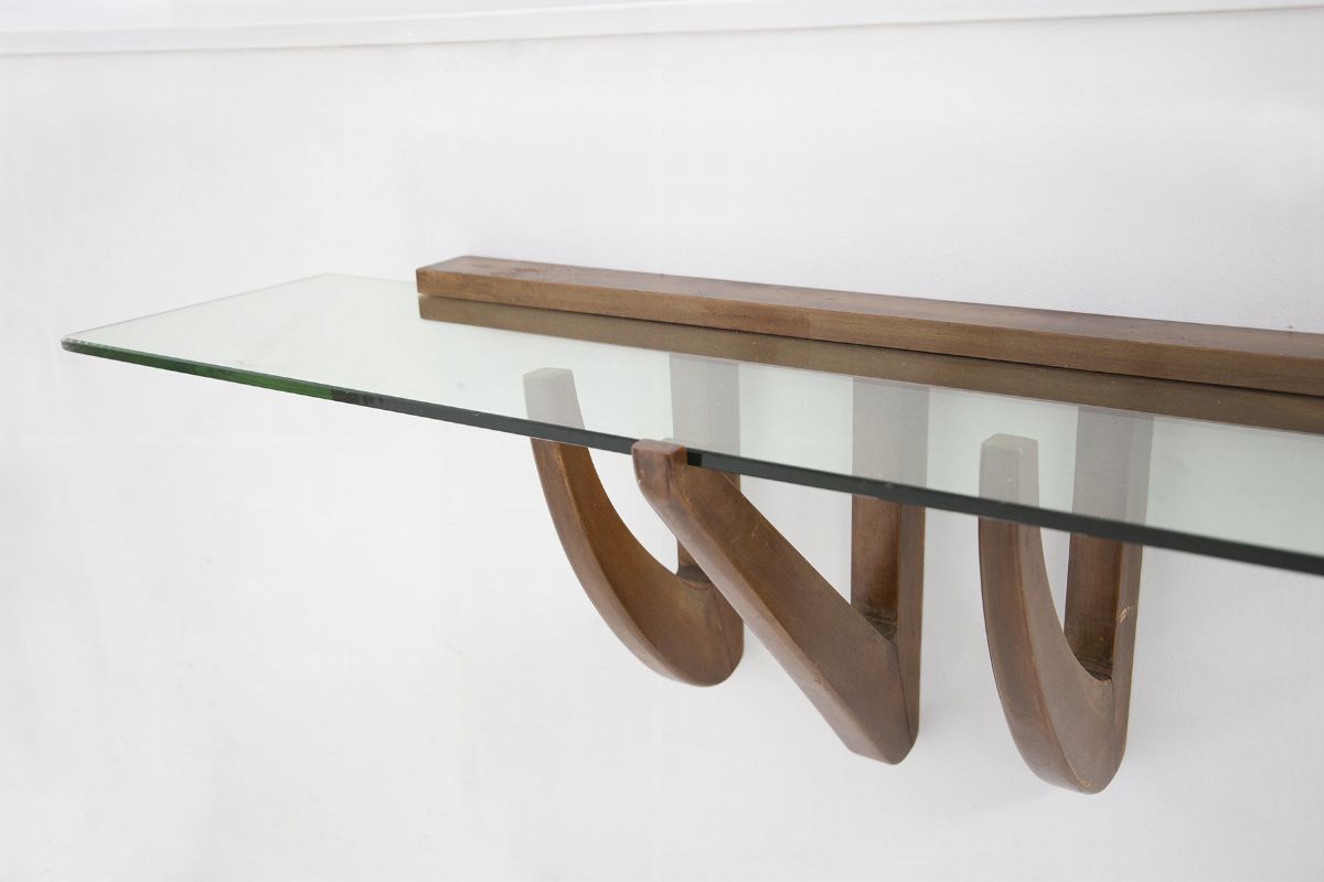 Console Pensile Vintage in Legno e Vetro