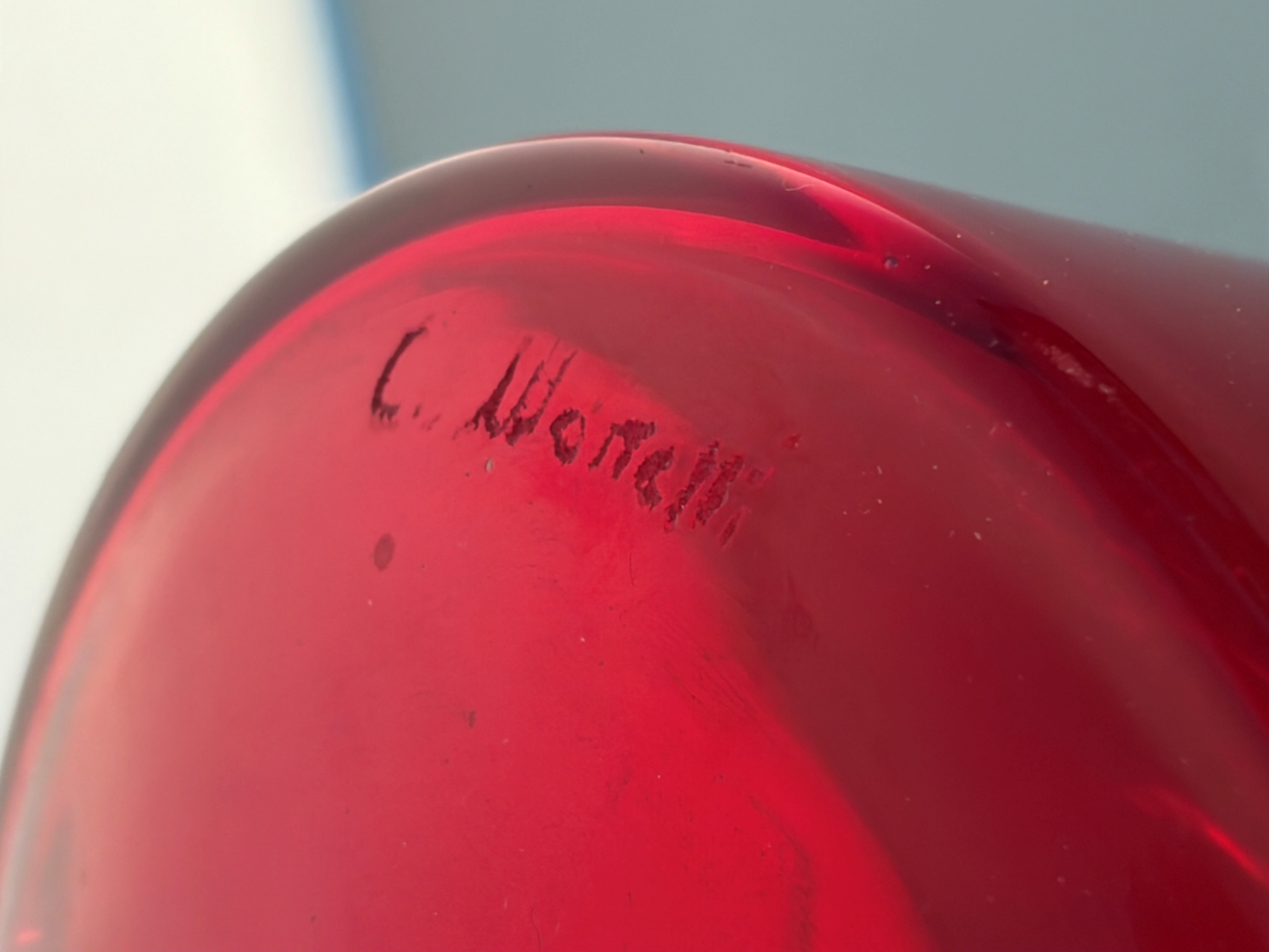 Carlo Moretti - Vaso in vetro di Murano rosso