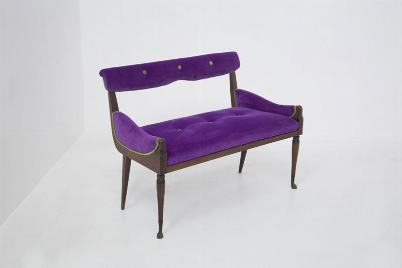 Poltrona Vintage in Velluto Viola e Verde