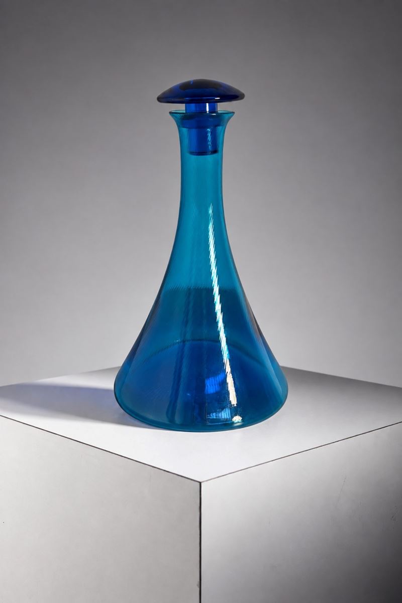 Veart - Bottiglia in vetro di Murano blu con motivo a volute