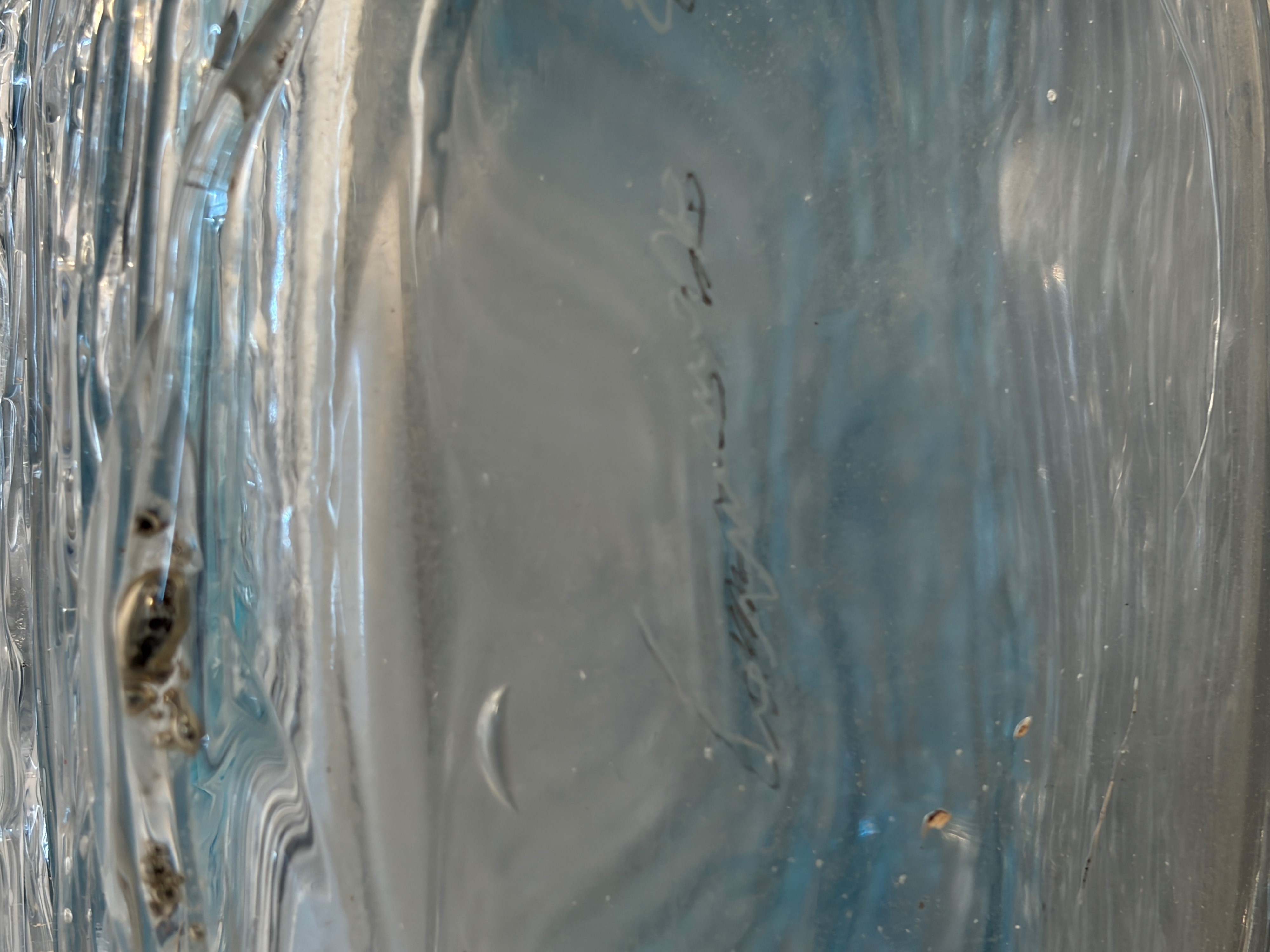 Luigi Camozzo - Vaso in vetro di Murano “Reticello” trasparente e azzurro