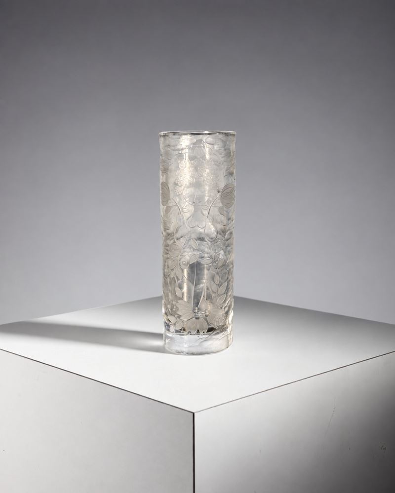 Bjorn Wiinblad - Vaso inciso in vetro artistico firmato e datato