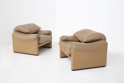 Poltrone in Pelle Vintage Maralunga Vico Magistretti