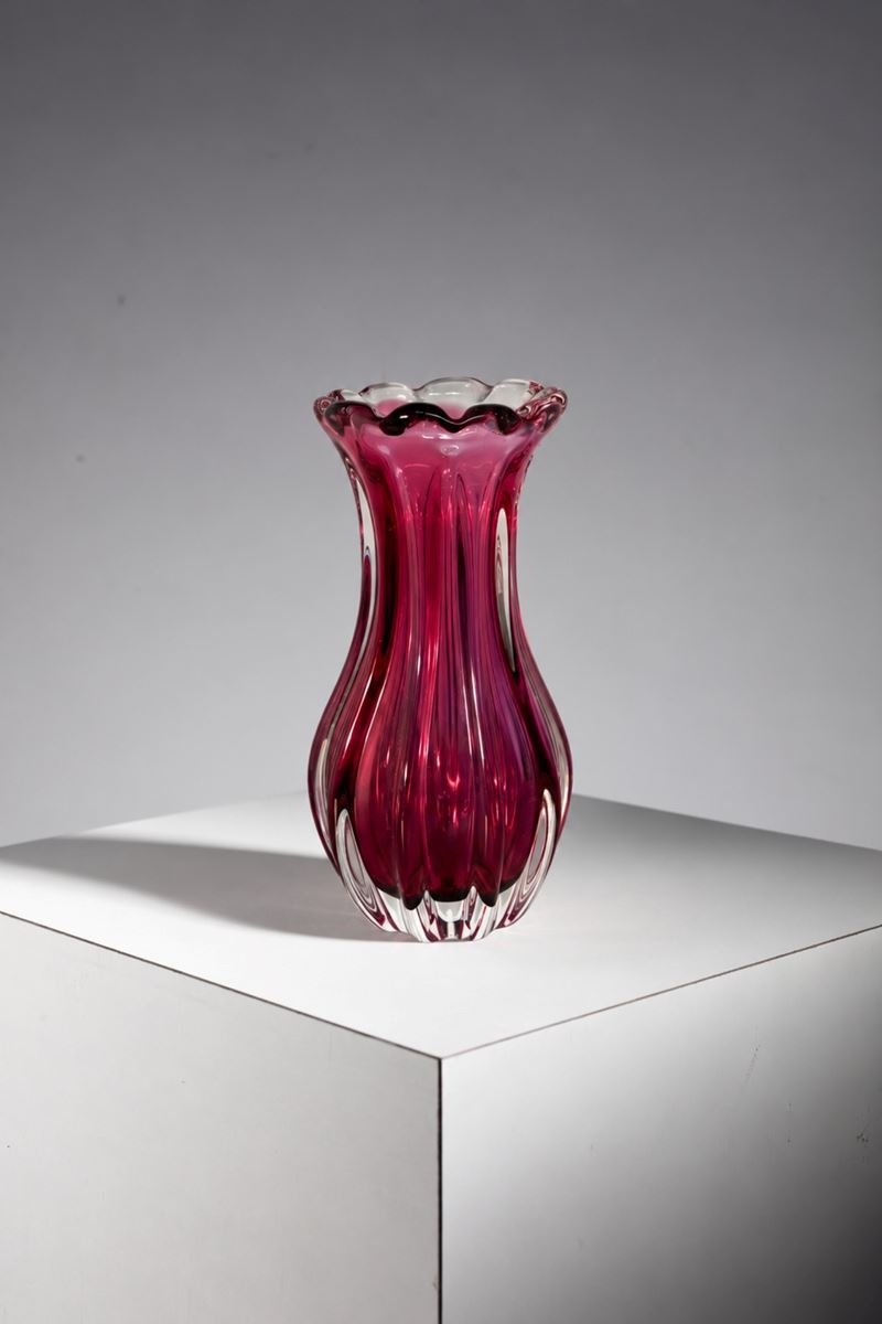 Bohemia Glass - Vaso in vetro artistico rosso rubino con etichetta