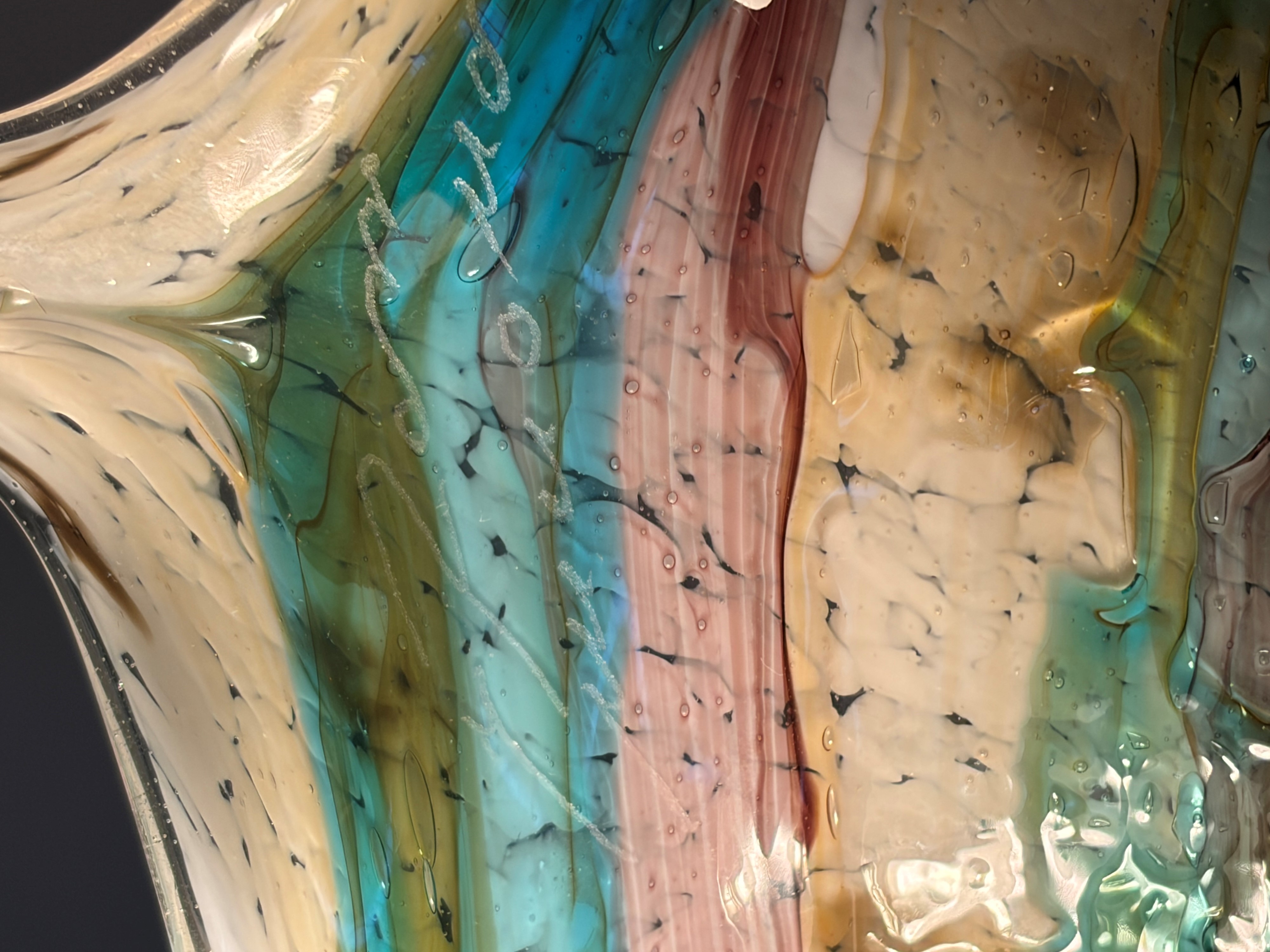 Murano Glass - Vaso decorativo in vetro a sbruffo (firmato)