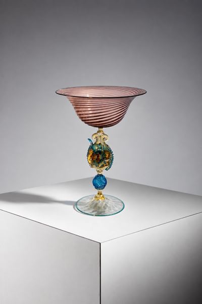 Calice in vetro di Murano con filigrana
