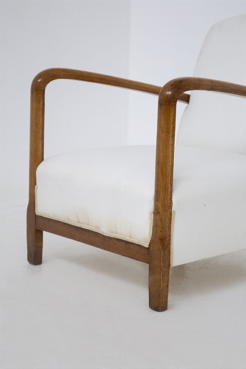 Poltrona Vintage in Legno e Cotone