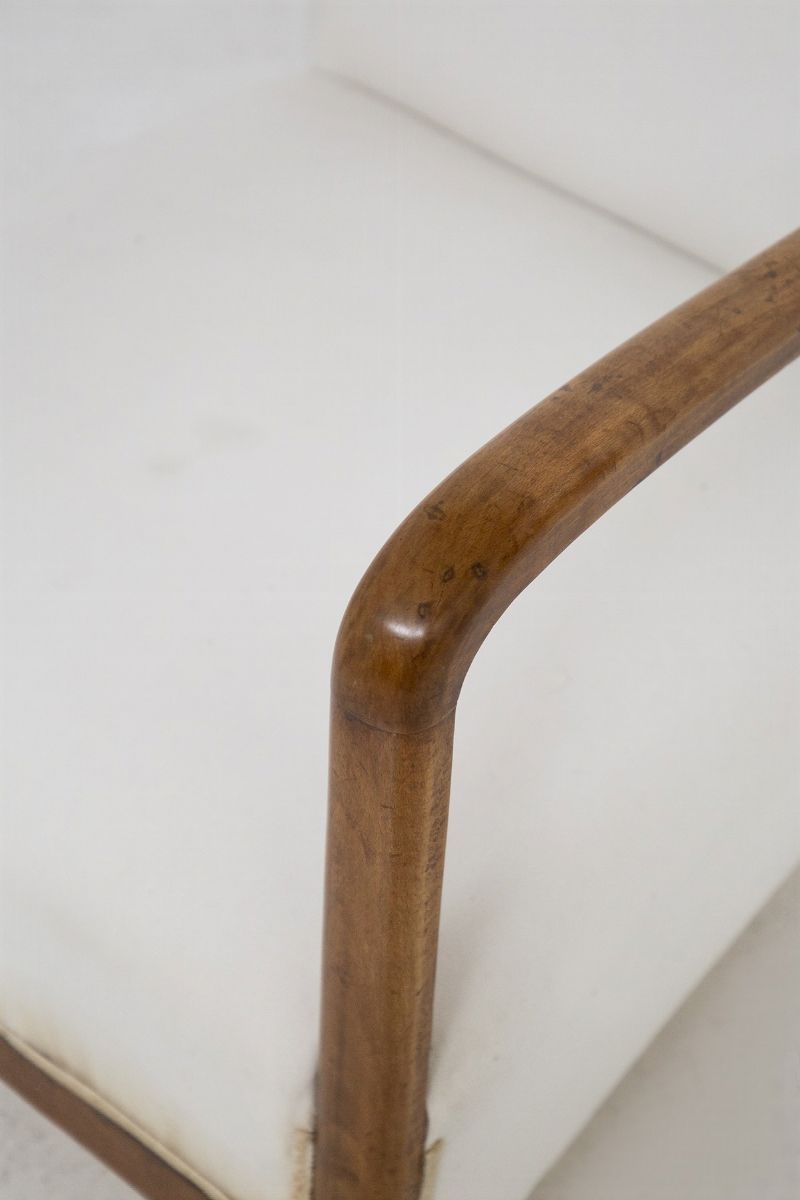 Poltrona Vintage in Legno e Cotone