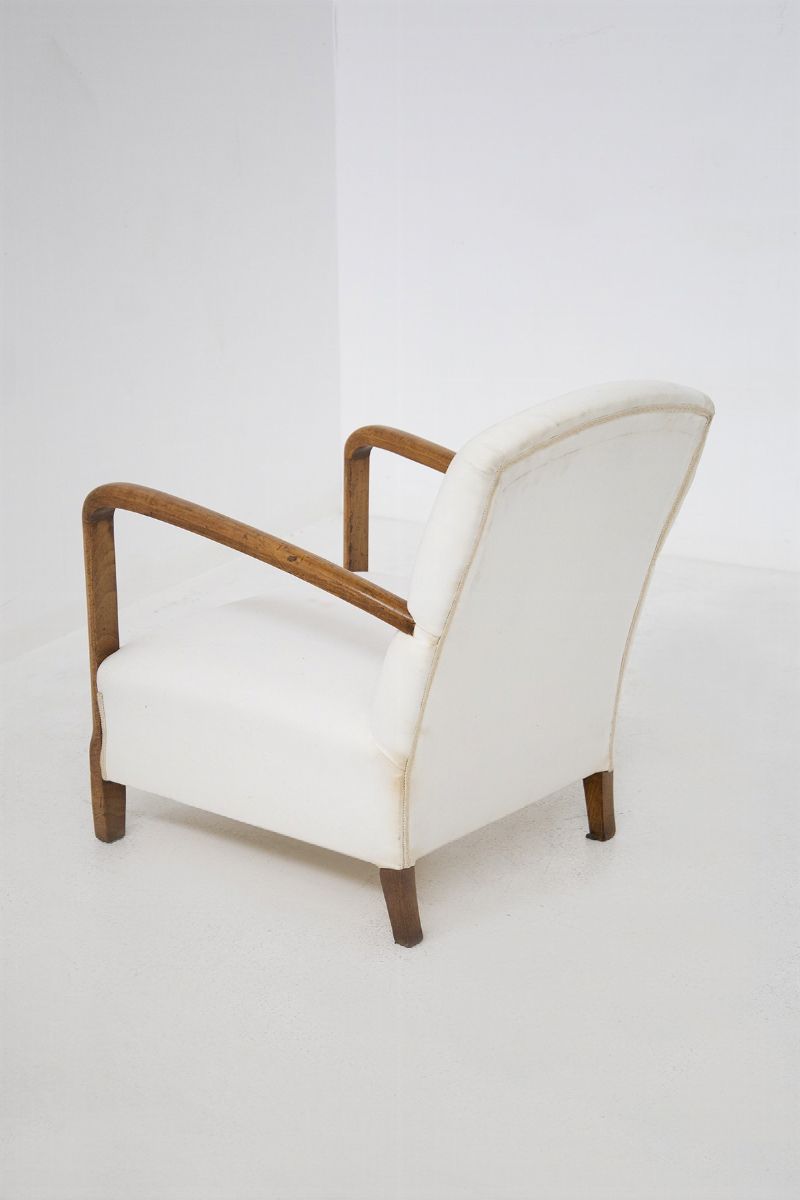 Poltrona Vintage in Legno e Cotone