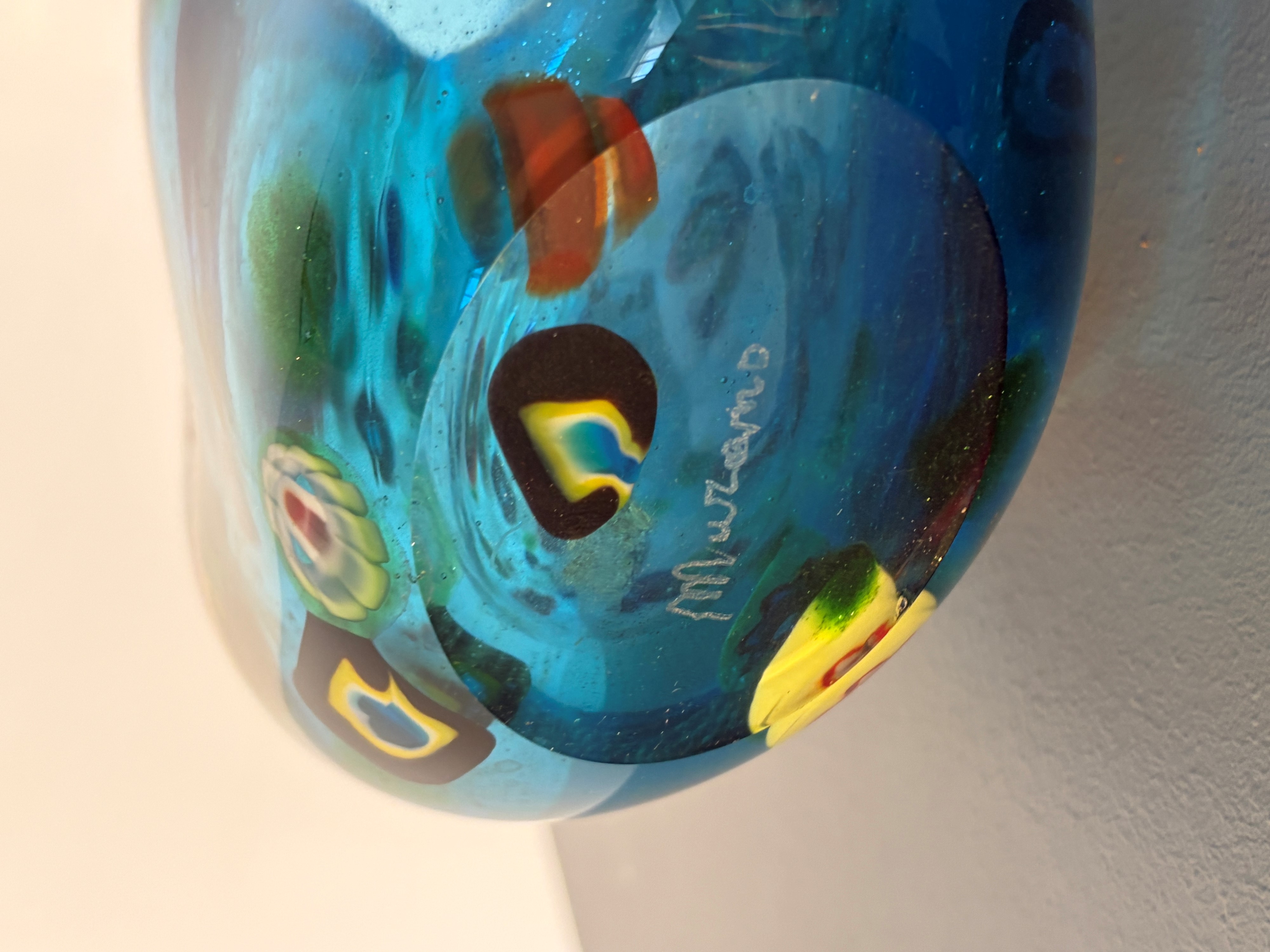Murano Glass - Vaso in vetro artistico firmato con murrine policrome