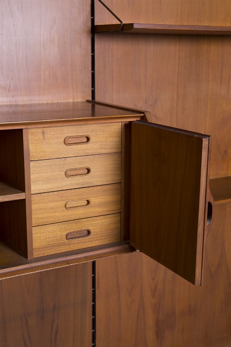 Grande Libreria a Muro Vintage in Legno