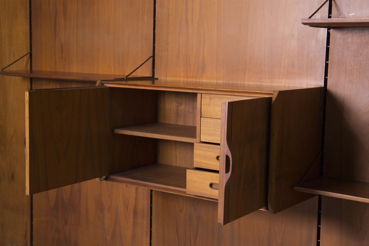 Grande Libreria a Muro Vintage in Legno