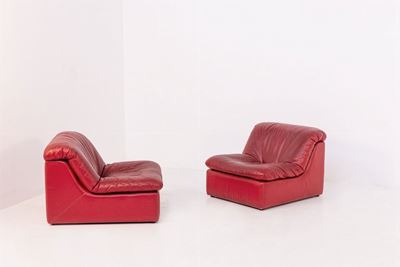 Poltrone in Pelle Rossa Vintage