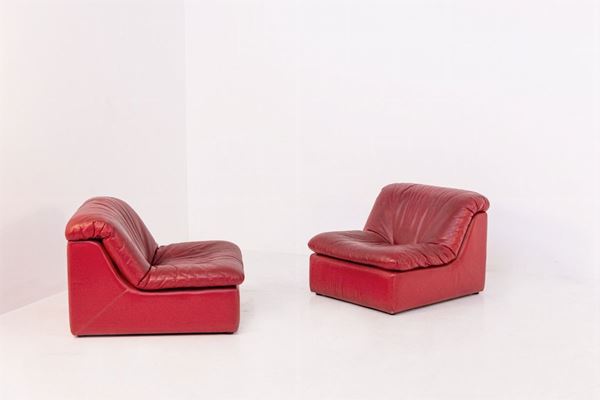 Titina Ammannati - Vintage Red Leather Armchairs