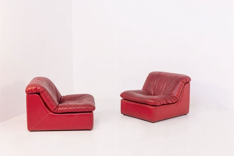 Poltrone in Pelle Rossa Vintage