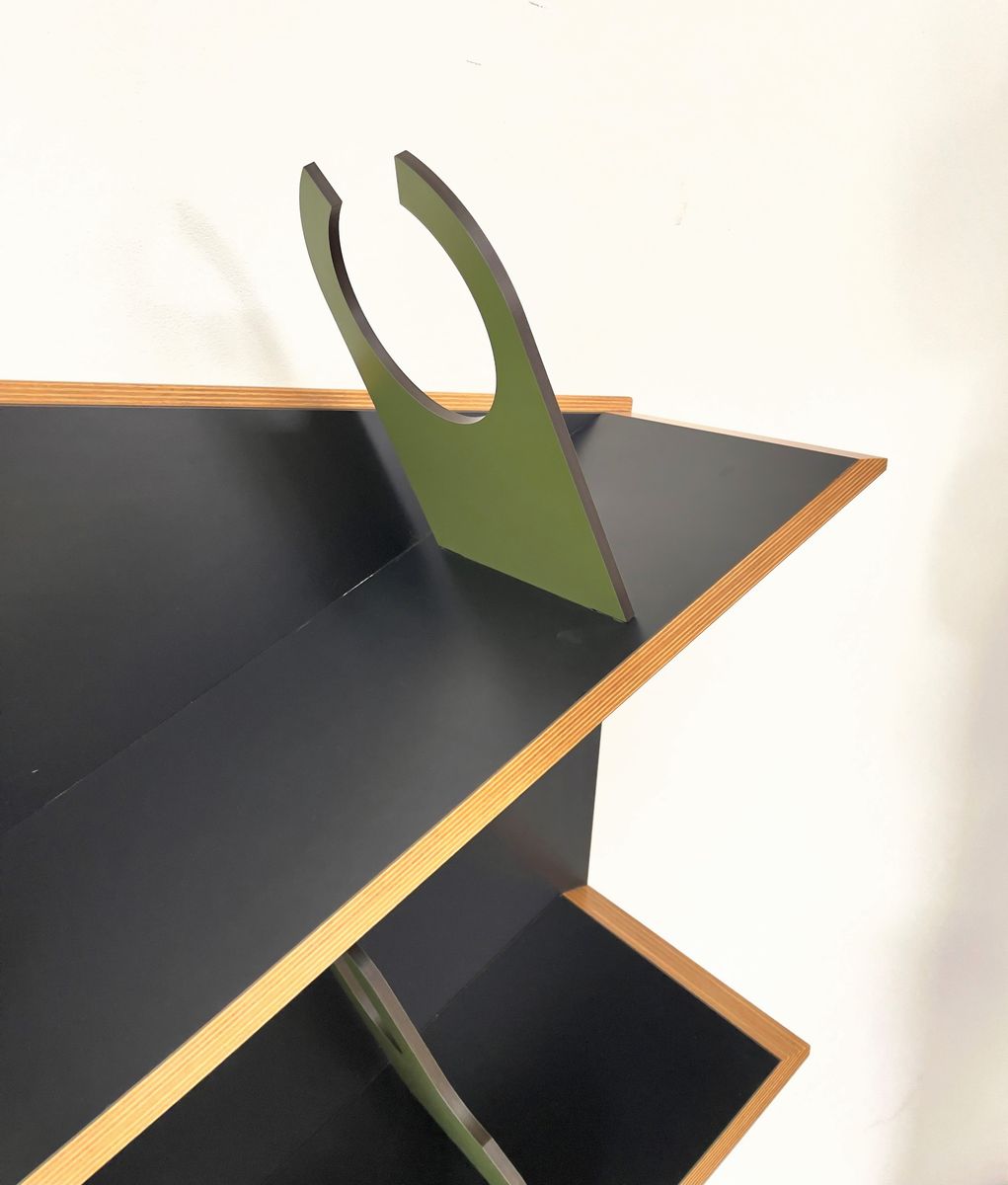 UGO NESPOLO (Attr). Suspended wooden bookcase