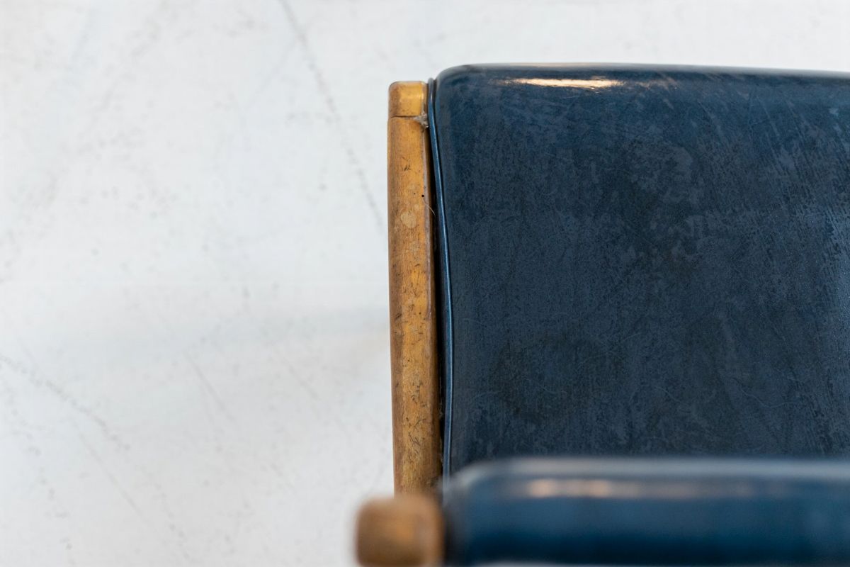 Coppia di Poltrone Italiane Vintage in Pelle Blu