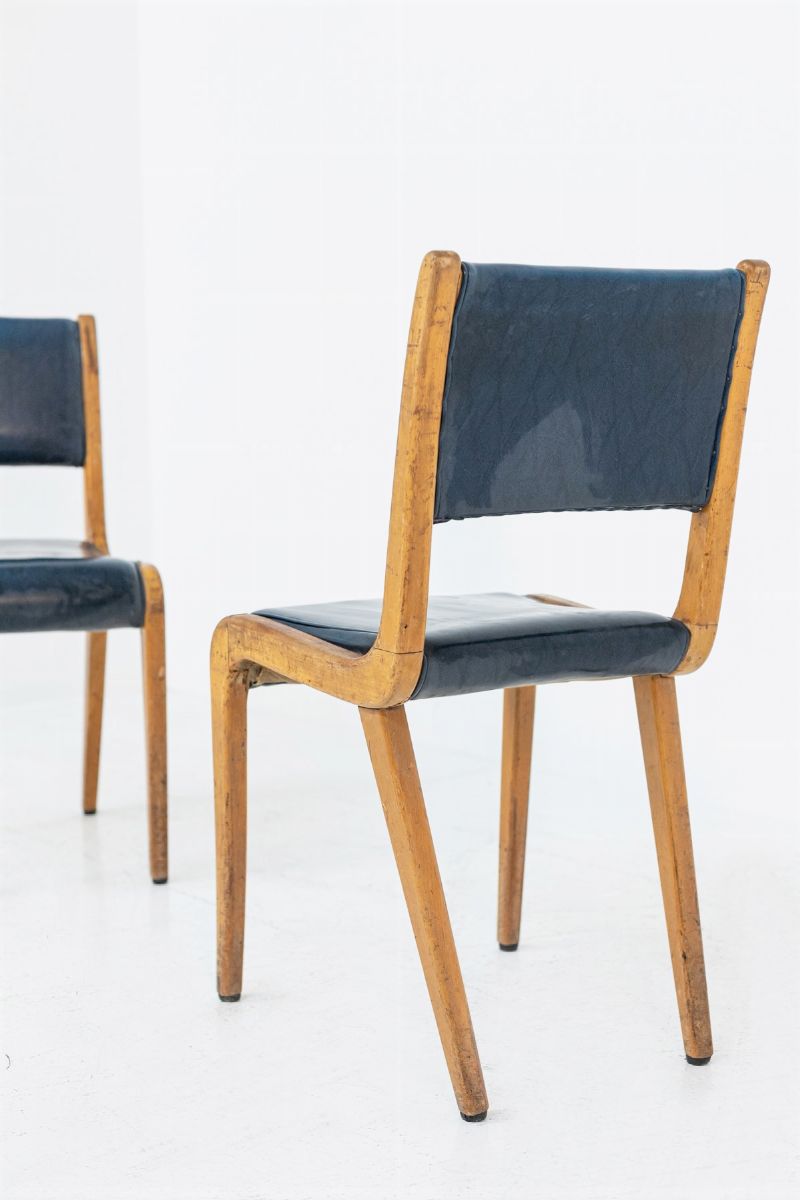 Coppia di Poltrone Italiane Vintage in Pelle Blu